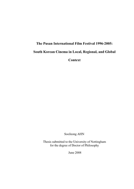 Ahn, Soojeong (2008) the Pusan International Film Festival 1996
