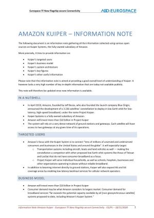Amazon Kuiper – Information Note