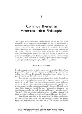 Common Themes in American Indian Philosophy