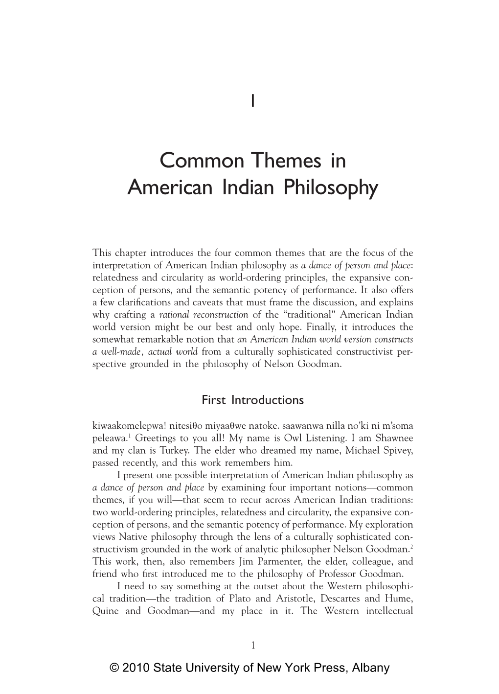 Common Themes in American Indian Philosophy