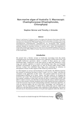 Non-Marine Algae of Australia: 5. Macroscopic Chaetophoraceae (Chaetophorales, Chlorophyta)