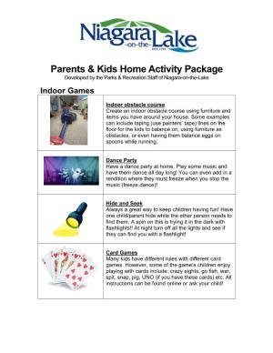 Parents & Kids Home Activity Package