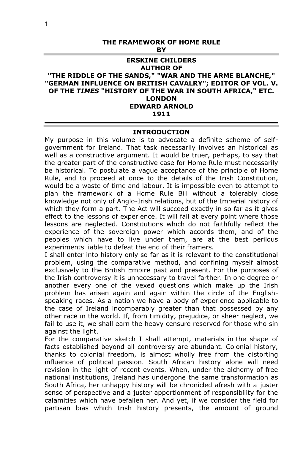 1 the Framework of Home Rule by Erskine