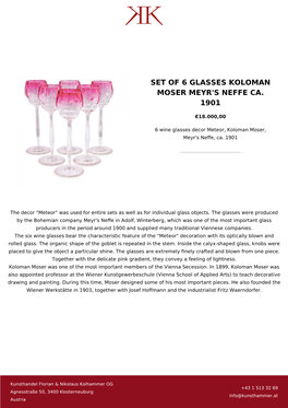 Set of 6 Glasses Koloman Moser Meyr's Neffe Ca. 1901