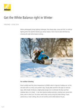 Get the White Balance Right in Winter