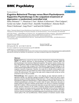 Cognitive Behavioral Therapy Versus Short