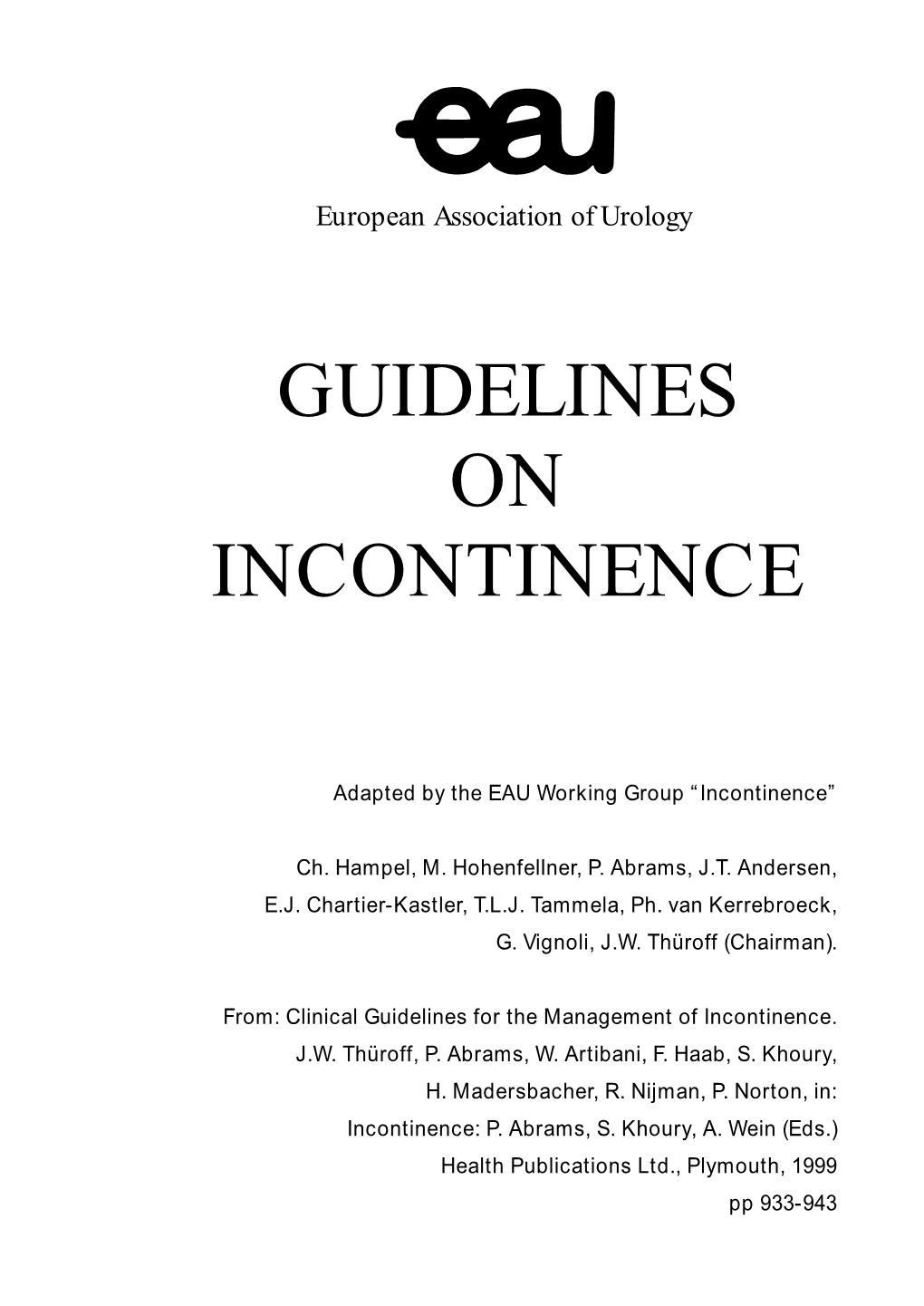 Guidelines on Incontinence