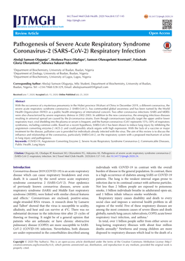 Pathogenesis of Severe Acute Respiratory Syndrome Coronavirus-2 (SARS-Cov-2) Respiratory Infection