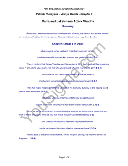 Rama and Lakshmana Attack Viradha Summary