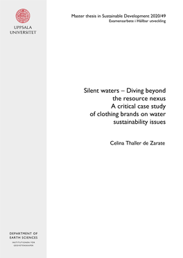 Silent Waters – Diving Beyond the Resource Nexus a Critical Case Study of Clothing Brands on Water