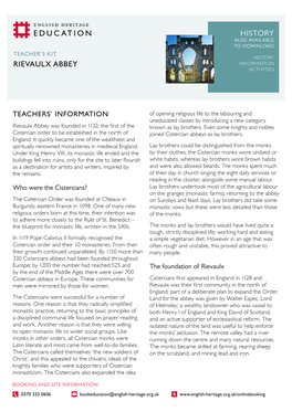 Rievaulx Abbey Teachers