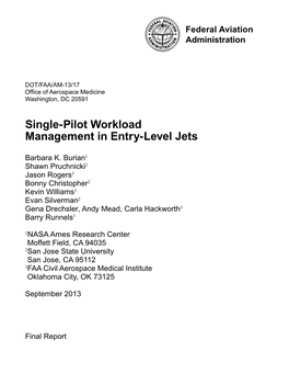 Single-Pilot Workload Management in Entry-Level Jets