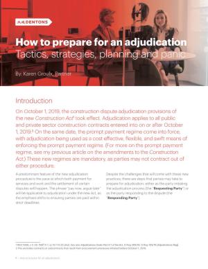 How to Prepare for an Adjudication Tactics, Strategies, Planning and Panic