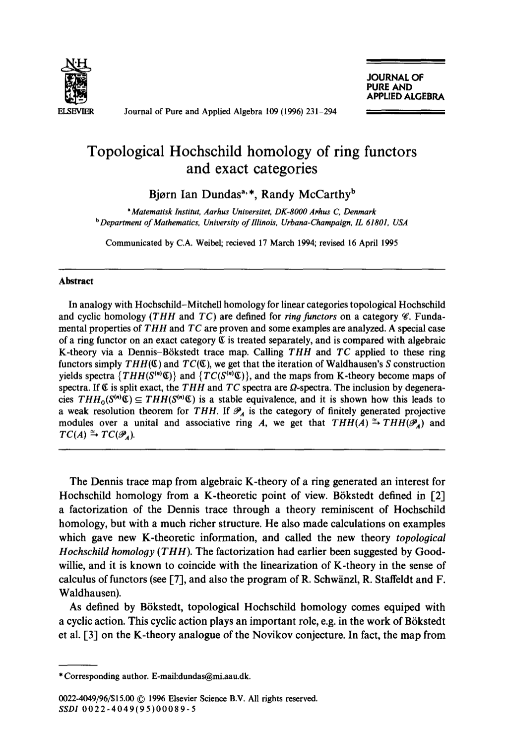 Topological Hochschild Homology of Ring Functors and Exact Categories