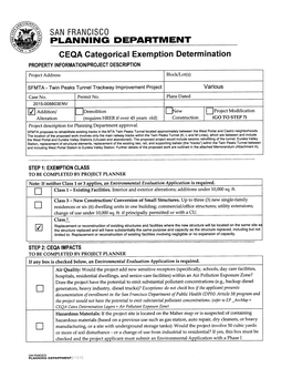 Project CEQA Categorical Exemption Determination