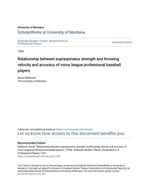 Relationship Between Supraspinatus Strength and Throwing Velocity and Accuracy of Minor League Professional Baseball Players