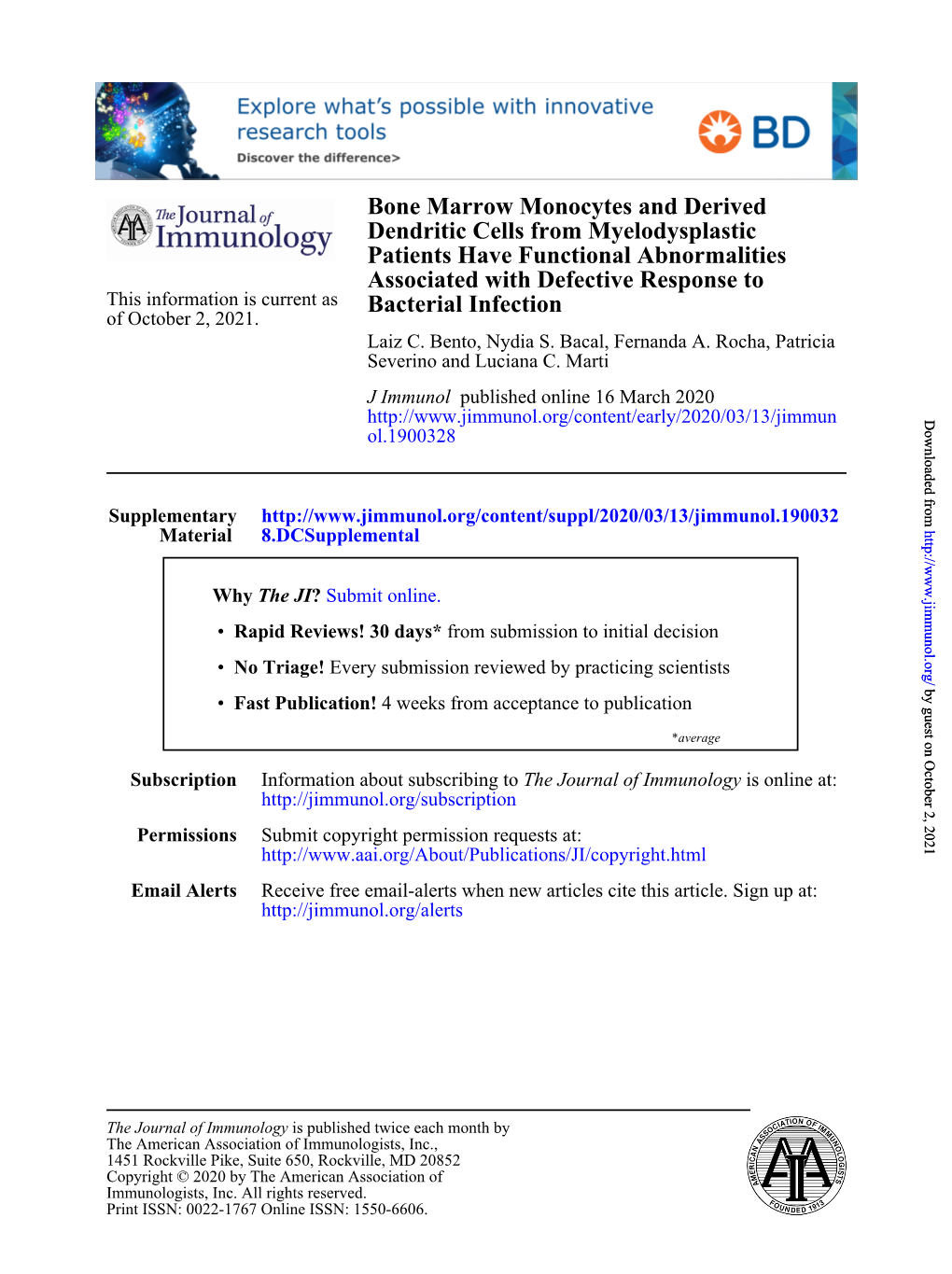 Bone Marrow Monocytes and Derived Dendritic Cells From