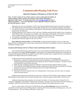 Commonwealth Housing Task Force Quarterly Report June 30, 2012 Page 1