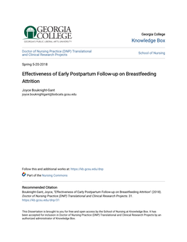 Effectiveness of Early Postpartum Follow-Up on Breastfeeding Attrition