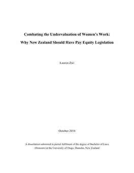 Why New Zealand Should Have Pay Equity Legislation
