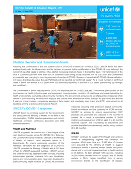 Situation Overview and Humanitarian Needs UNICEF's COVID-19 Response