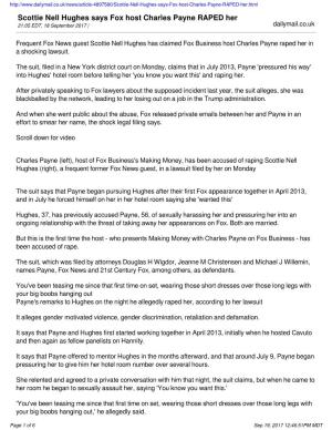 Scottie Nell Hughes Says Fox Host Charles Payne RAPED Her 21:05 EDT, 18 September 2017 | Dailymail.Co.Uk