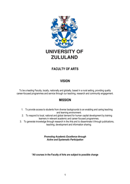 Faculty of Arts Vision Mission