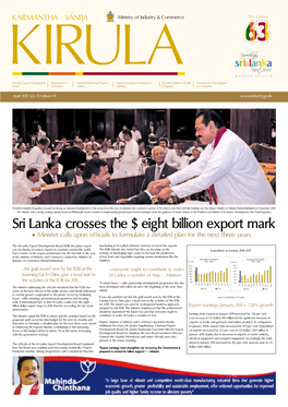 Sri Lanka Crosses the $ Eight Billion Export Mark Minister Calls Upon Officials to Formulate a Detailed Plan for the Next Three Years
