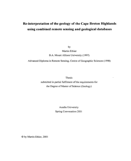 Re-Interpretation of the Geology of the Cape Breton Highlands Using Combined Rernote Sensing and Geological Databases