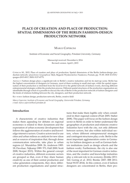 Spatial Dimensions of the Berlin Fashion-Design Production Network