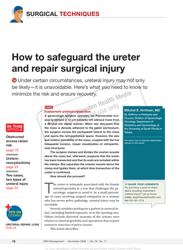 How to Safeguard the Ureter and Repair Surgical Injury Under Certain Circumstances, Ureteral Injury May Not Only Be Likely—It Is Unavoidable