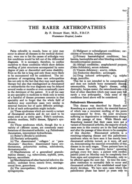 The Rarerarthropathies