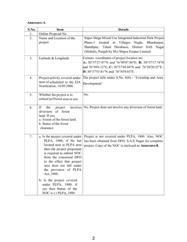 Annexure-A S.No. Item Details 1. Online Proposal No. 2. Name And