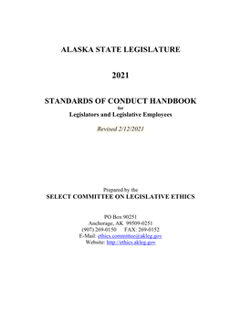 Alaska State Legislature Standards of Conduct