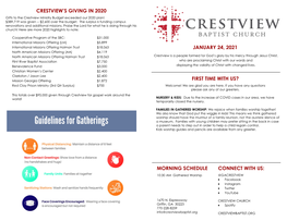 Morning Schedule Crestview's Giving in 2020