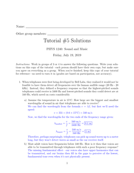Tutorial #5 Solutions
