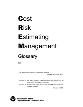 Cost Risk Estimating Management Glossary