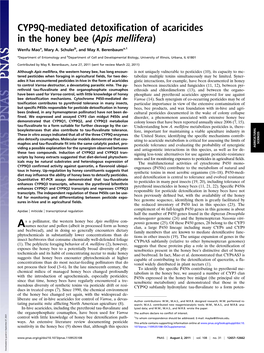 CYP9Q-Mediated Detoxification of Acaricides in the Honey