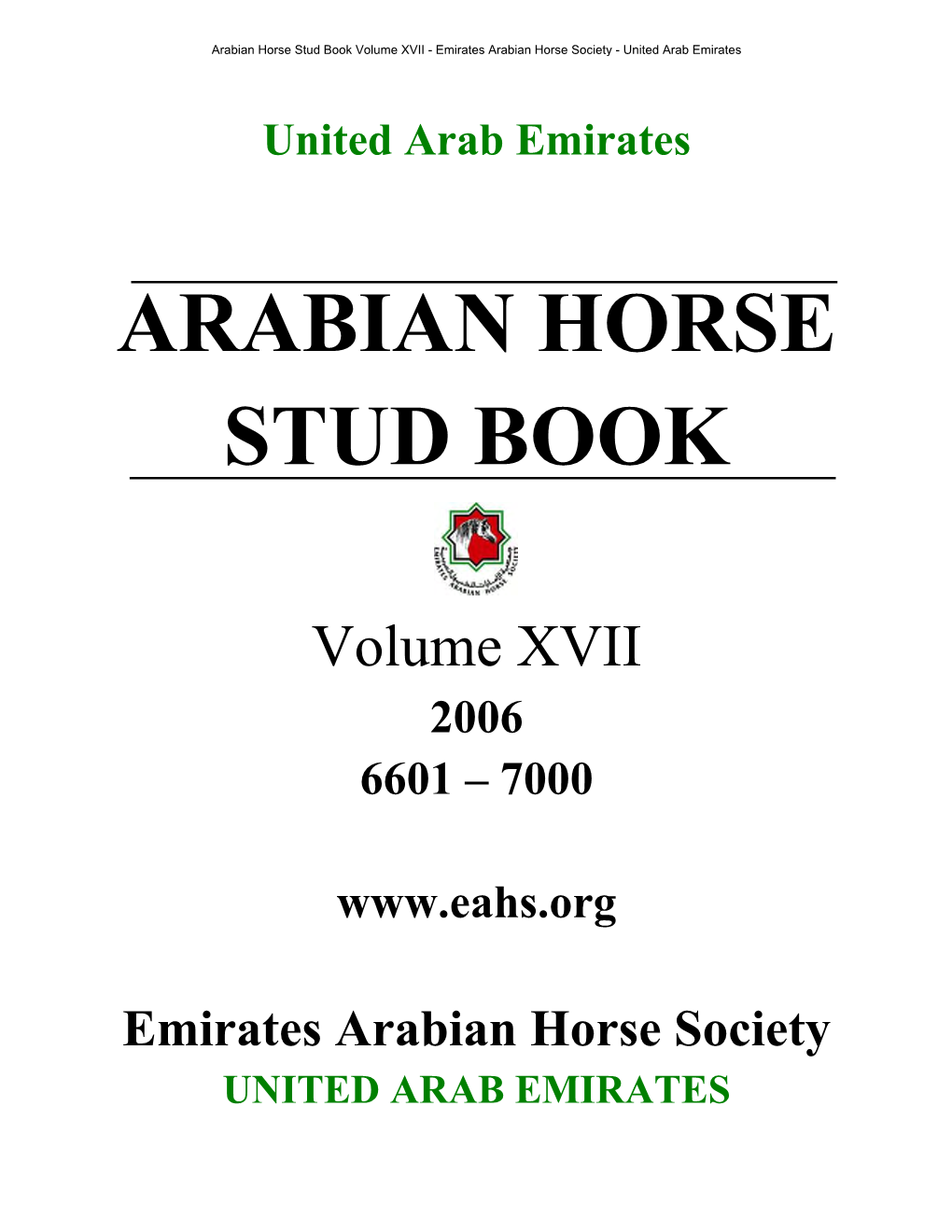 UAE Arabian Horse St
