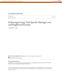 Trait-Specific Marriage Laws and Heightened Scrutiny