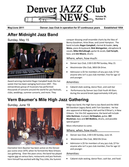 After Midnight Jazz Band Vern Baumer's Mile High Jazz