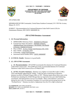 JTF-GTMO Detainee Assessment