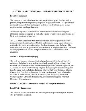 Austria 2013 International Religious Freedom Report