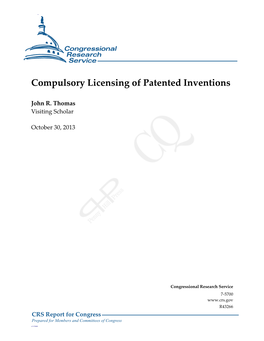 Compulsory Licensing of Patented Inventions