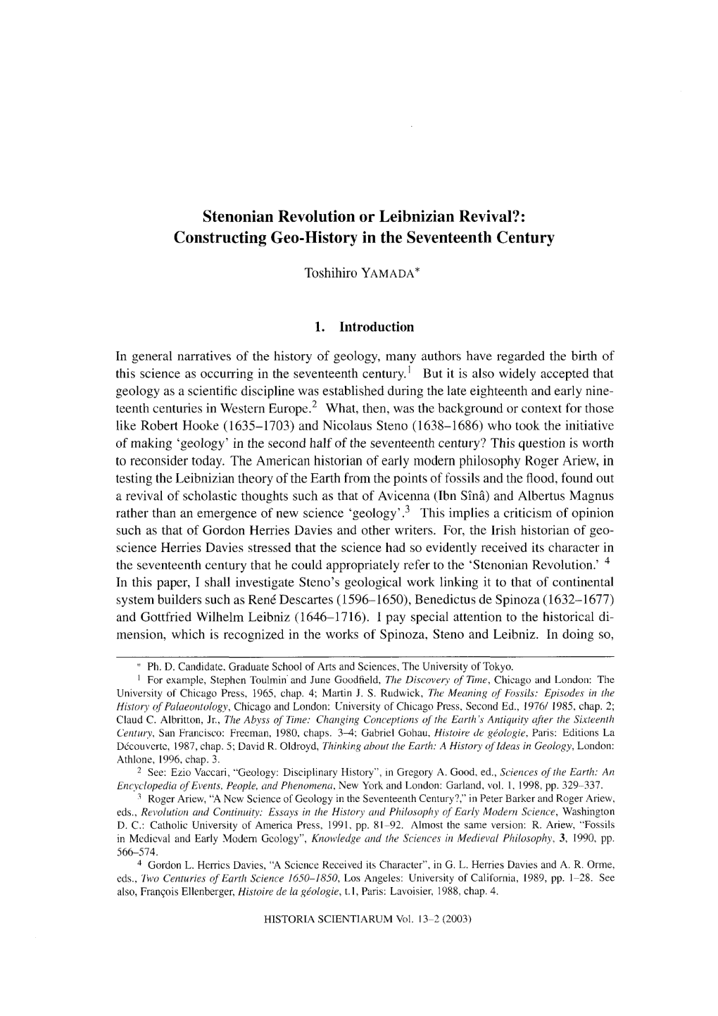 Stenonian Revolution Or Leibnizian Revival?: Constructing Geo-History in the Seventeenth Century