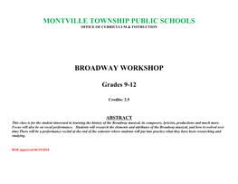 Montville Township Public Schools Broadway Workshop