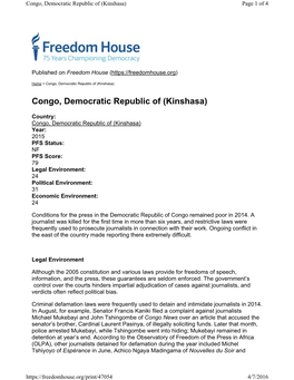 Congo, Democratic Republic of (Kinshasa) Page 1 of 4