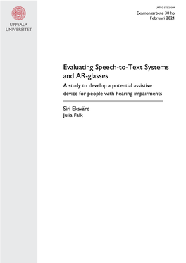 Evaluating Speech-To-Text Systems and AR-Glasses a Study to Develop a Potential Assistive Device for People with Hearing Impairments