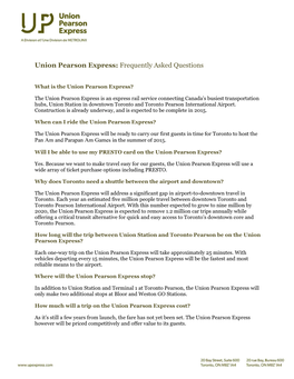 Union Pearson Express: Frequently Asked Questions