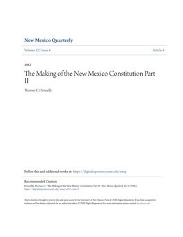 The Making of the New Mexico Constitution Part II